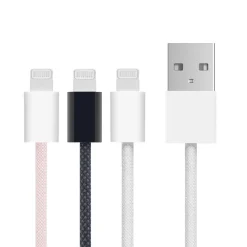 Linocell Kabler Og Adaptere|Lightning|Flettet USB-A- til Lightning-kabel Hvit 0,5
