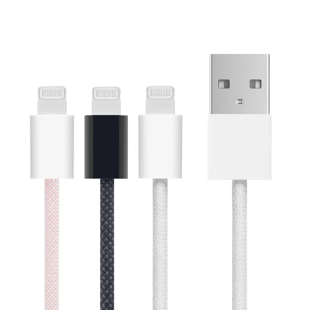 Linocell Kabler Og Adaptere|Lightning|Flettet USB-A- til Lightning-kabel Hvit 0,5