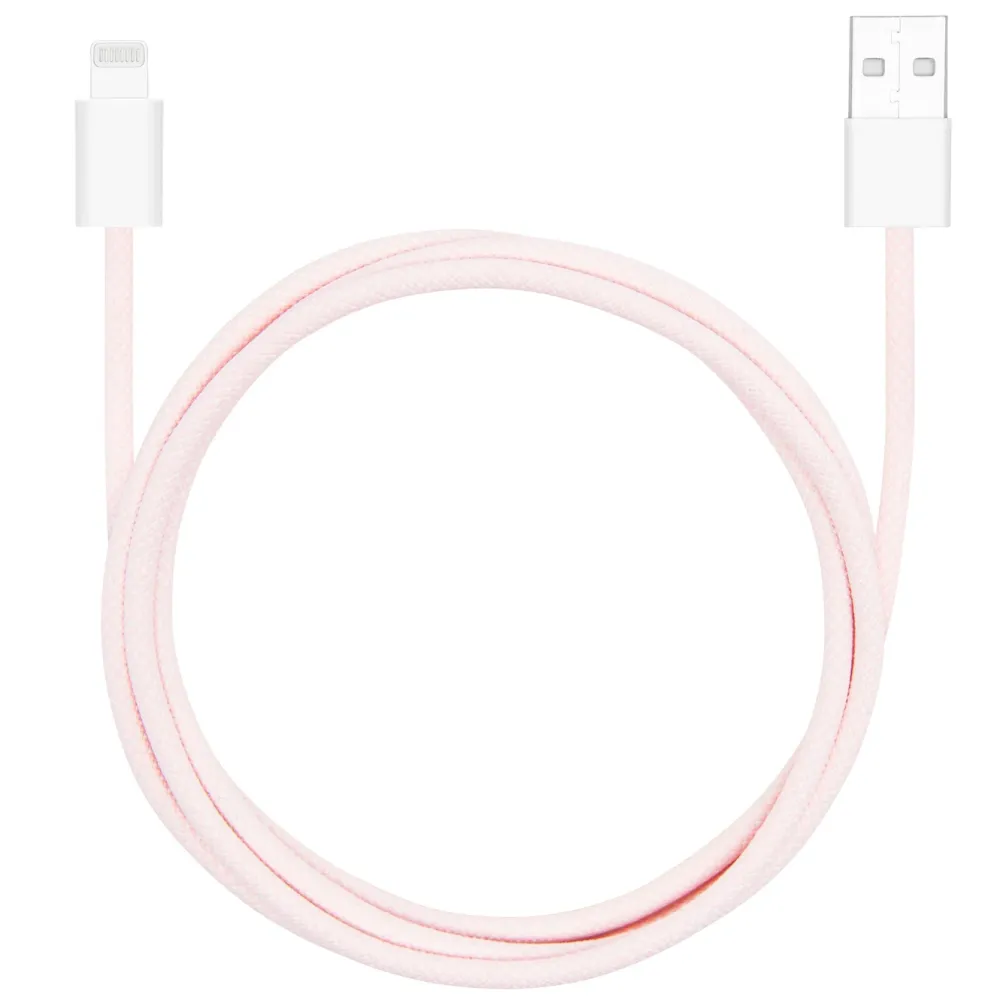 Linocell Kabler Og Adaptere|Lightning|Flettet USB-A- til Lightning-kabel Rosa 1 m