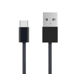Linocell Kabler Og Adaptere|Usb-C Kabler|Flettet USB-A- til USB-C-kabel Svart 2 m