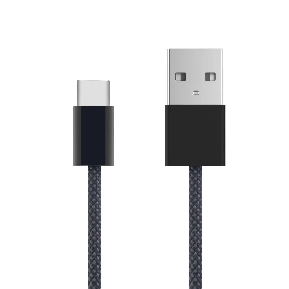 Linocell Kabler Og Adaptere|Usb-C Kabler|Flettet USB-A- til USB-C-kabel Svart 2 m