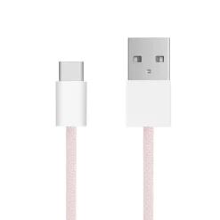 Linocell Kabler Og Adaptere|Usb-C Kabler|Flettet USB-A- til USB-C-kabel Rosa 2 m