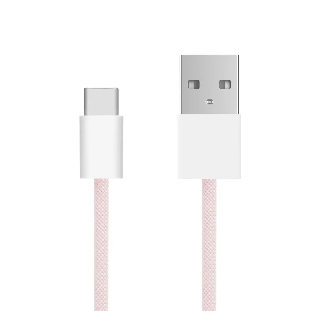Linocell Kabler Og Adaptere|Usb-C Kabler|Flettet USB-A- til USB-C-kabel Rosa 0,5 m