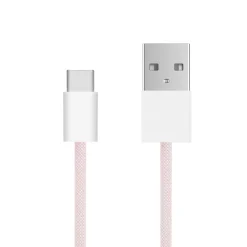 Linocell Kabler Og Adaptere|Usb-C Kabler|Flettet USB-A- til USB-C-kabel Rosa 0,5 m
