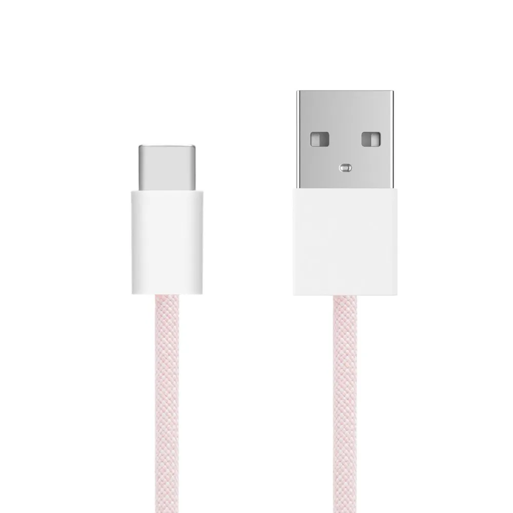 Linocell Kabler Og Adaptere|Usb-C Kabler|Flettet USB-A- til USB-C-kabel Rosa 0,5 m