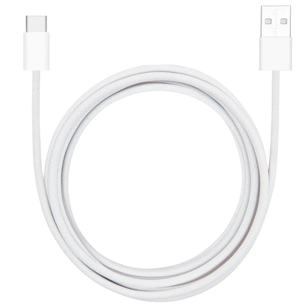 Linocell Kabler Og Adaptere|Usb-C Kabler|Flettet USB-A- til USB-C-kabel Hvit 2 m