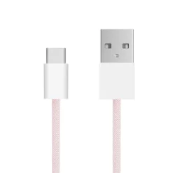 Linocell Kabler Og Adaptere|Usb-C Kabler|Flettet USB-A- til USB-C-kabel Rosa 1 m