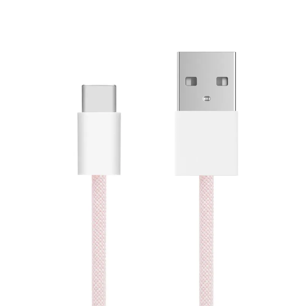 Linocell Kabler Og Adaptere|Usb-C Kabler|Flettet USB-A- til USB-C-kabel Rosa 1 m