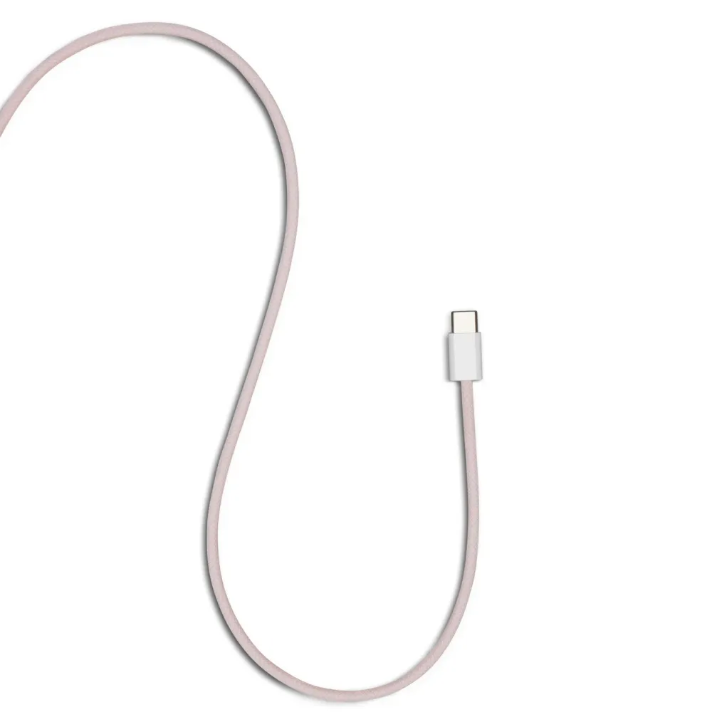Linocell Kabler Og Adaptere|Usb-C Kabler|Flettet USB-A- til USB-C-kabel Rosa 1 m