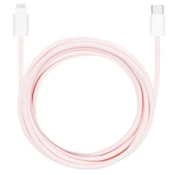 Linocell Kabler Og Adaptere|Lightning|Flettet USB-C- til Lightning-kabel Rosa 2 m