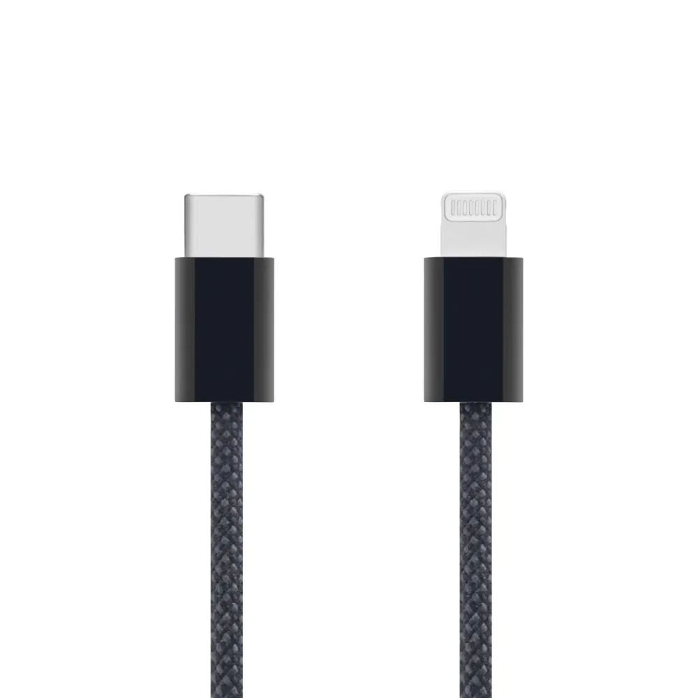 Linocell Kabler Og Adaptere|Usb|Flettet USB-C- til Lightning-kabel Svart 0,5 m