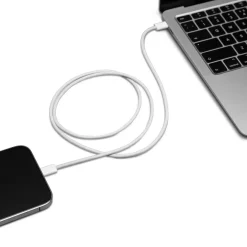 Linocell Kabler Og Adaptere|Usb|Flettet USB-C- til Lightning-kabel Hvit 2 m