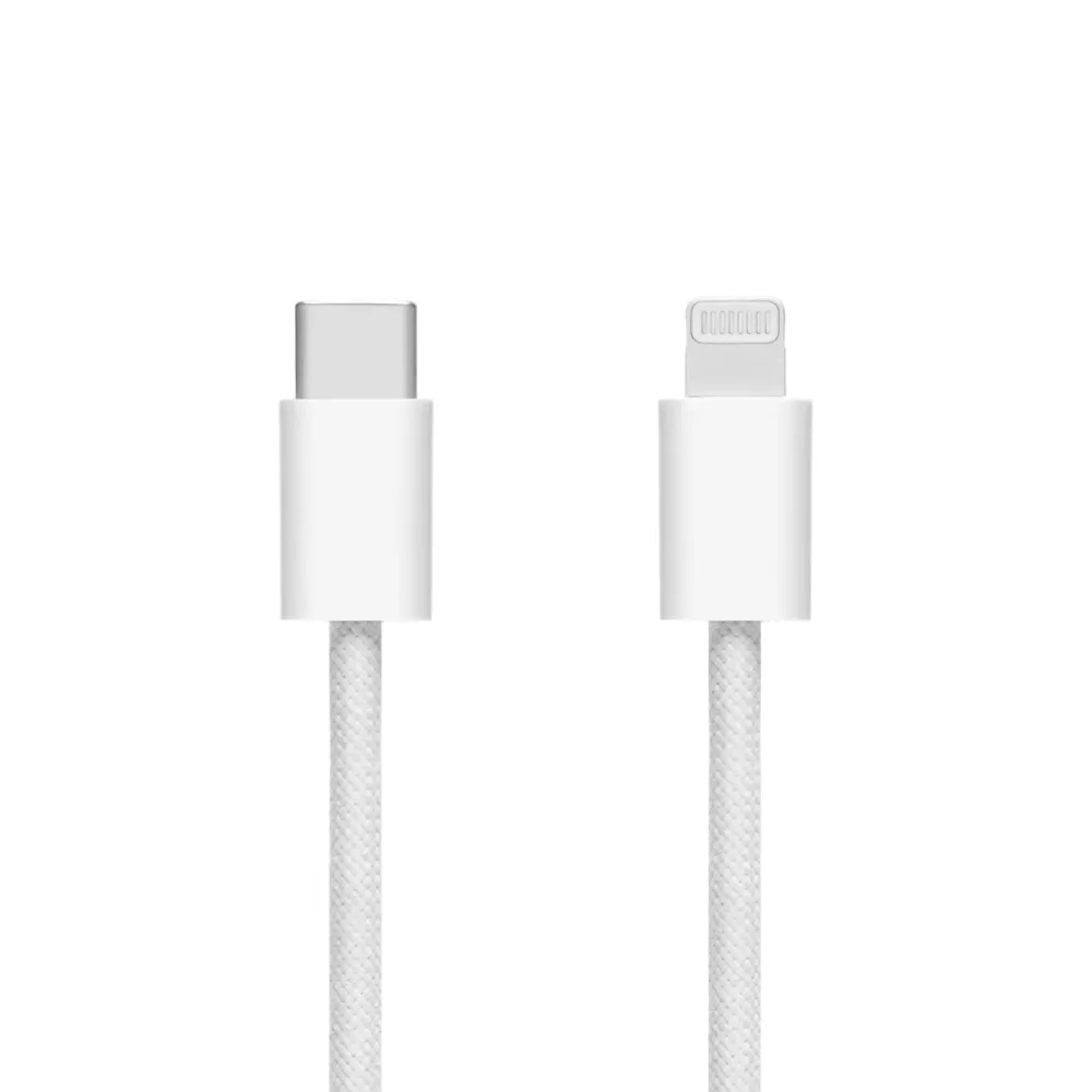 Linocell Kabler Og Adaptere|Usb|Flettet USB-C- til Lightning-kabel Hvit 0,5 m