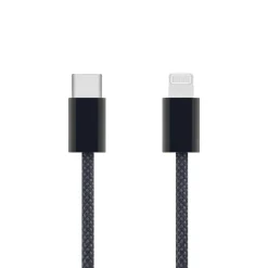 Linocell Kabler Og Adaptere|Lightning|Flettet USB-C- til Lightning-kabel Svart 2 m