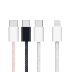 Linocell Kabler Og Adaptere|Lightning|Flettet USB-C- til Lightning-kabel Hvit 1 m