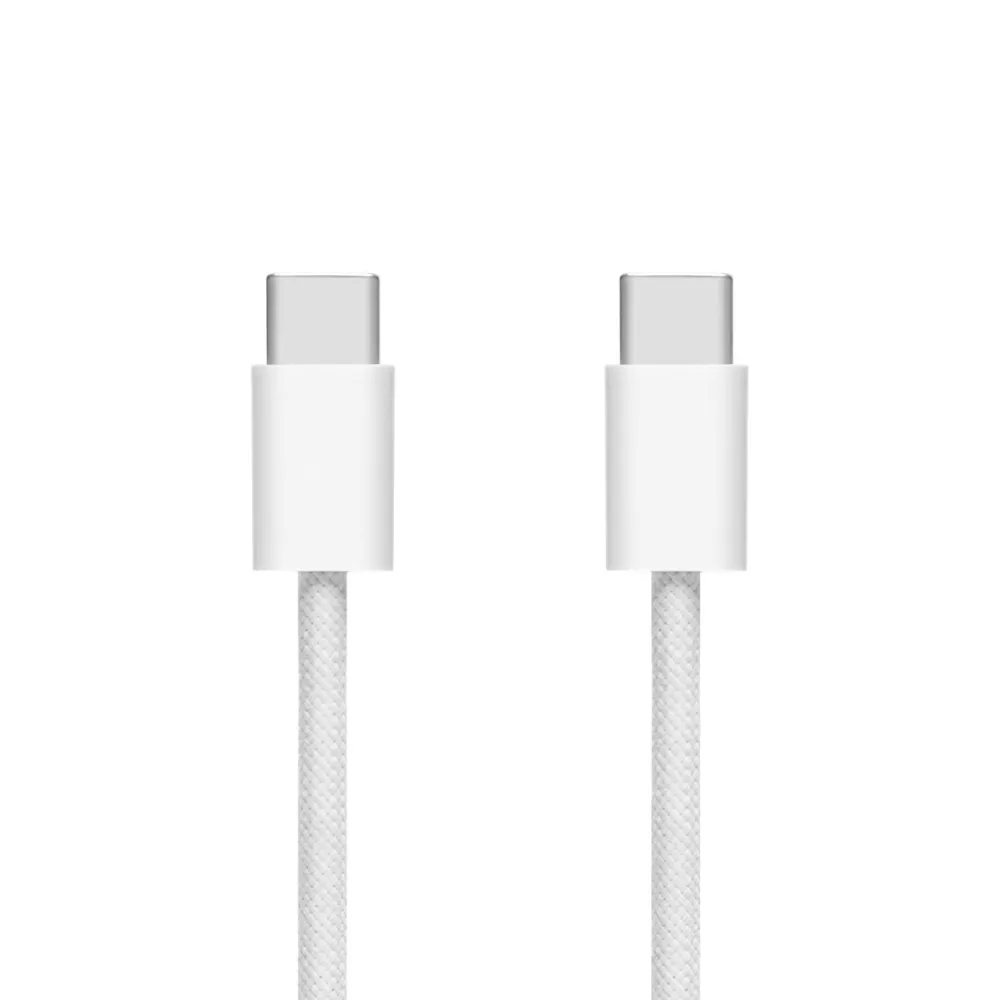 Linocell Kabler Og Adaptere|Lightning|Flettet USB-C- til USB-C-kabel 60W Hvit 1 m