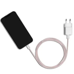 Linocell Kabler Og Adaptere|Lightning|Flettet USB-C- til USB-C-kabel 60W Rosa 2 m