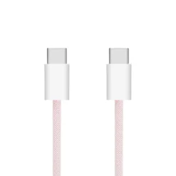 Linocell Kabler Og Adaptere|Lightning|Flettet USB-C- til USB-C-kabel 60W Rosa 2 m