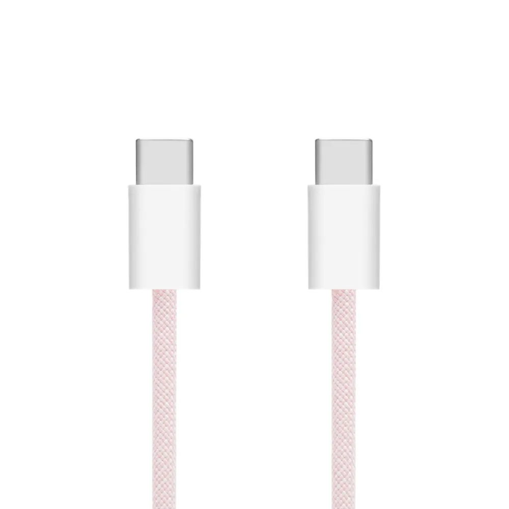 Linocell Kabler Og Adaptere|Lightning|Flettet USB-C- til USB-C-kabel 60W Rosa 2 m