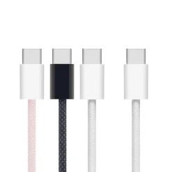 Linocell Kabler Og Adaptere|Usb-C Kabler|Flettet USB-C- til USB-C-kabel 60W Hvit 0,5 m