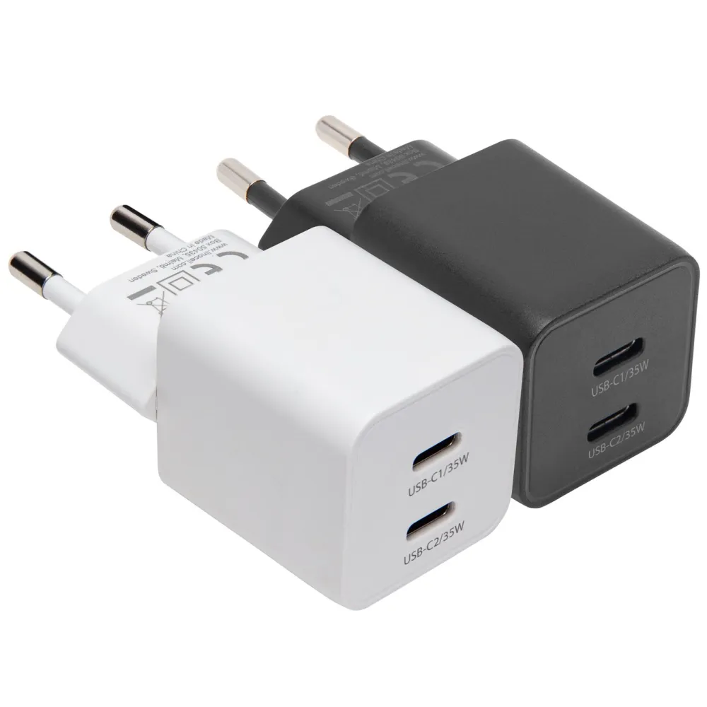 Linocell Mobiltelefonladere|GaN hurtiglader 35 W PD med 2 USB-C-porter