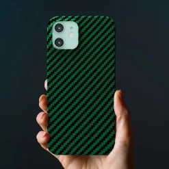 Linocell Premium Kevlar Iphone-Tilbehør|Robust deksel for iPhone 12 og 12 Pro Grønn