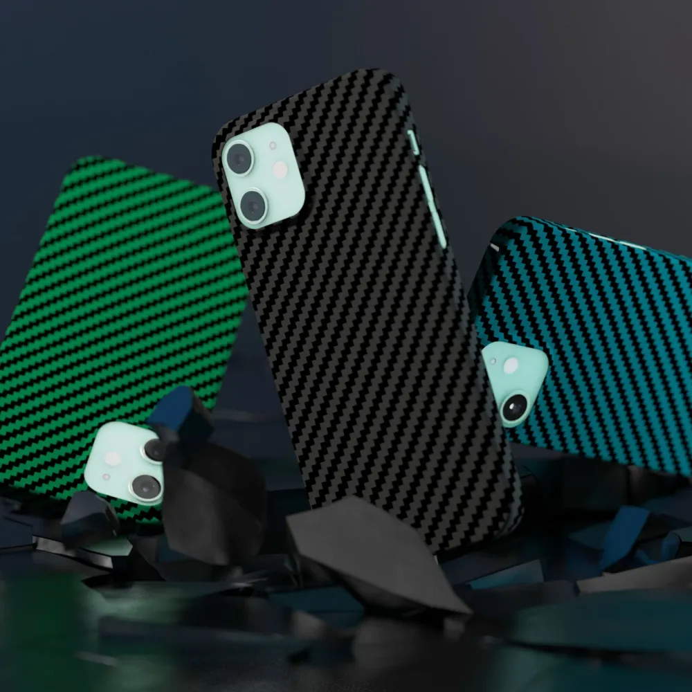 Linocell Premium Kevlar Iphone-Tilbehør|Robust deksel for iPhone 12 og 12 Pro Grønn