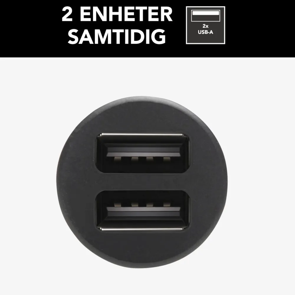 Linocell Mobiltelefonladere|USB-billader med to USB-porter 4,8 A Svart