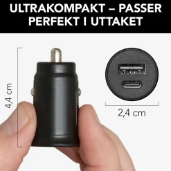 Linocell Mobiltelefonladere|USB-billader med USB-C- og A-port