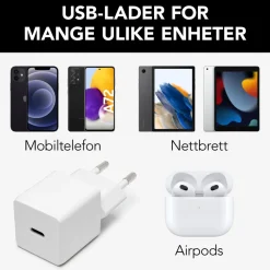 Linocell Kabler Og Adaptere|Iphone-Tilbehør|USB-C-lader med PD 20 W