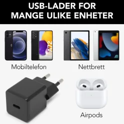 Linocell Iphone-Tilbehør|Ipad Og Tilbehør|USB-C-lader med PD 20 W
