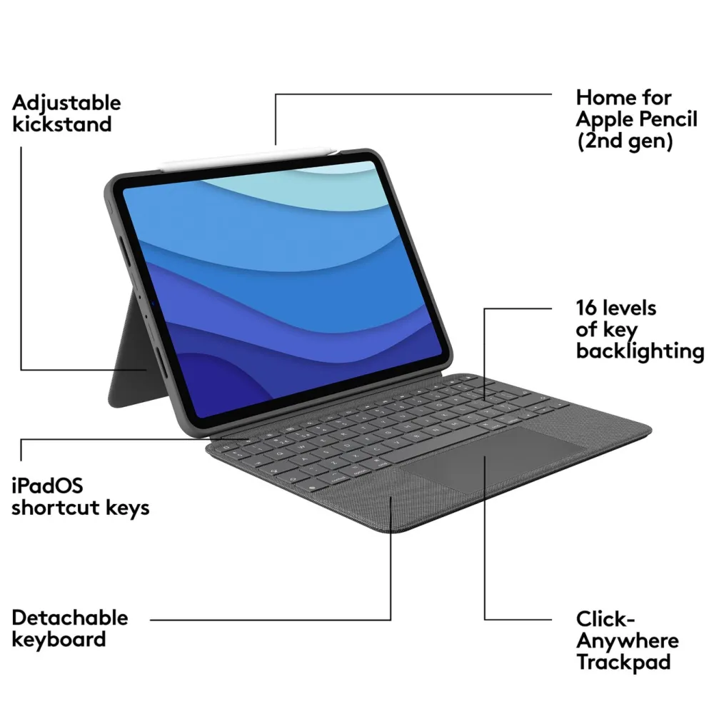 Logitech Tastatur|Gaming Tastatur|Combo Touch for iPad Pro 12,9 tommer (5 & 6 gen.)