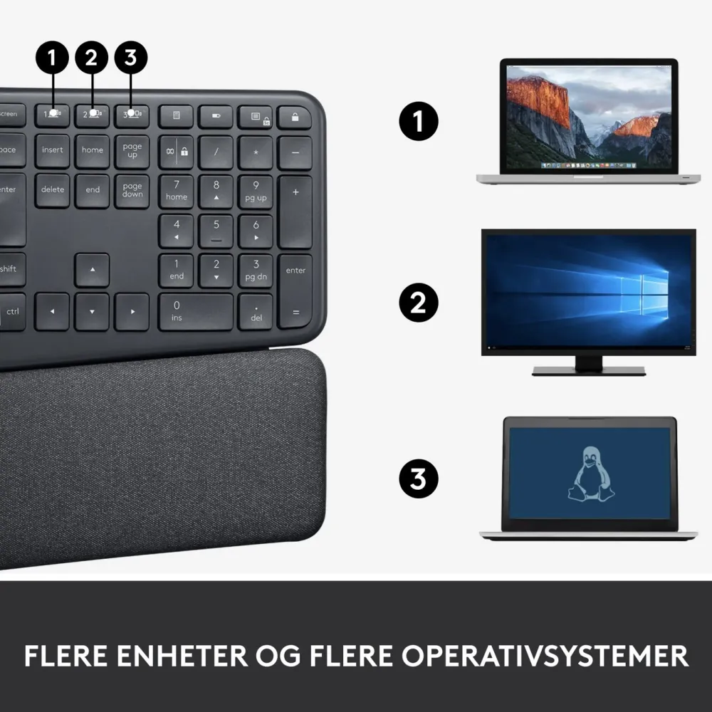 Logitech Datatilbehør|Ergonomi|Ergo K860 Ergonomisk tastatur
