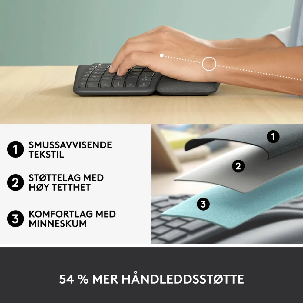 Logitech Datatilbehør|Ergonomi|Ergo K860 Ergonomisk tastatur