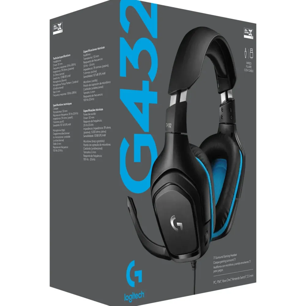 Logitech G Gaming Hodetelefoner|432 Gamingheadset med surroundlyd