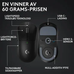 Logitech G Datamus|Skjermbeskytter Og Deksel|Pro X Superlight 2 Trådløs mus