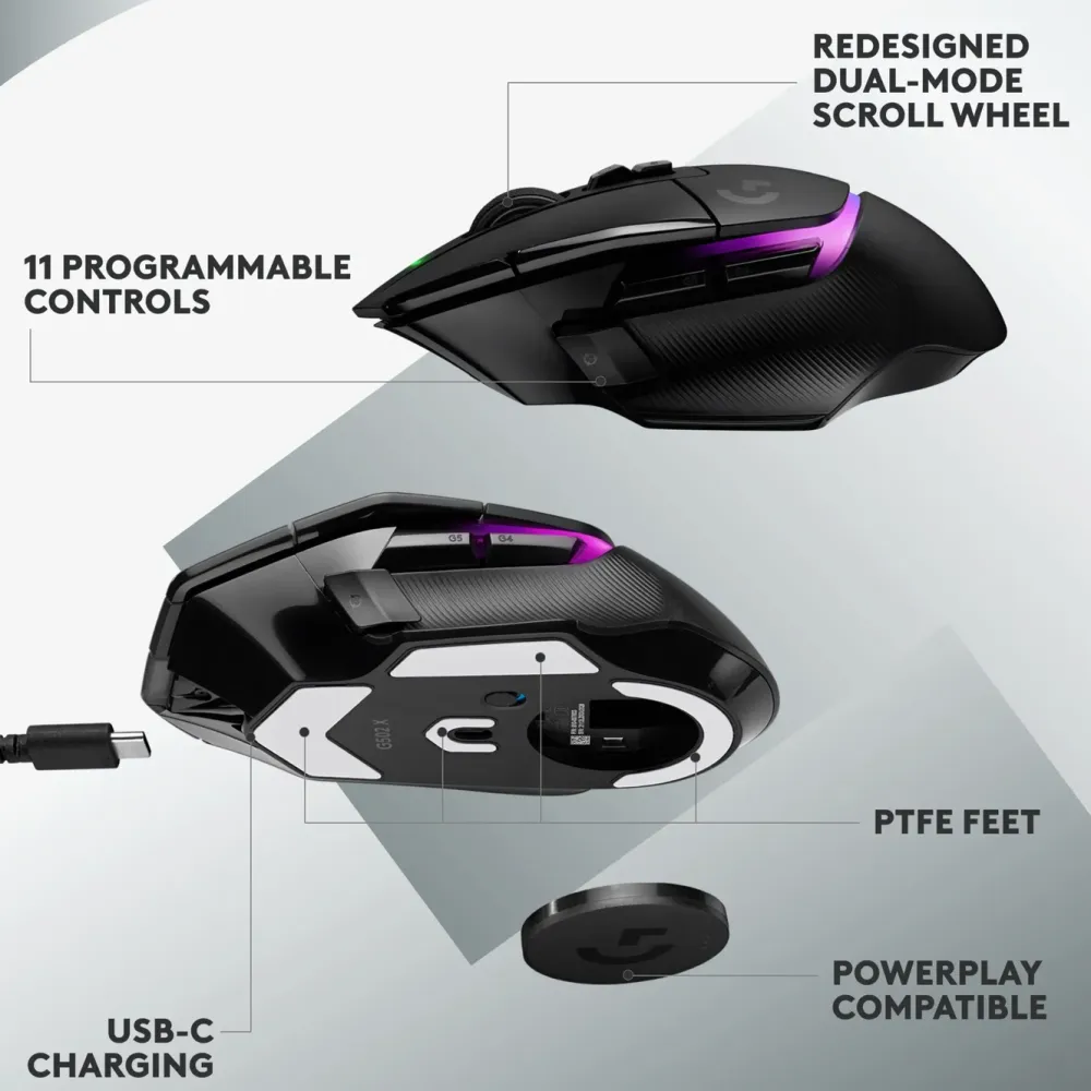 Logitech G Gaming Mus|Datamus|502 X Plus Trådløs gamingmus Svart