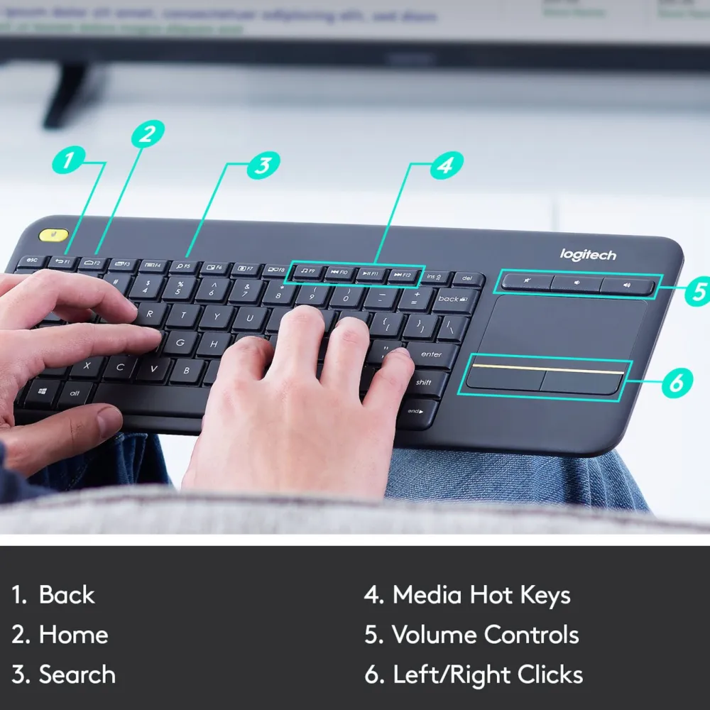 Logitech Tastatur|Gaming Tastatur|K400 Plus Trådløst tastatur med Touchpad