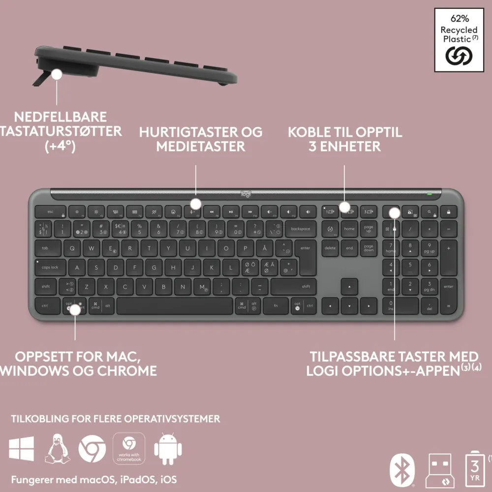 Logitech Tastatur|Gaming Tastatur|K950 Signature Slim Trådløst tastatur