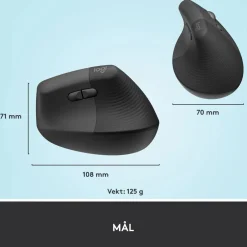 Logitech Datatilbehør|Datamus|Lift Vertikal datamus Graphite