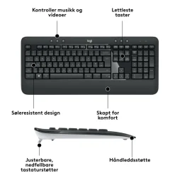 Logitech Tastatur|Gaming Tastatur|MK540 Trådløst tastatur og mus