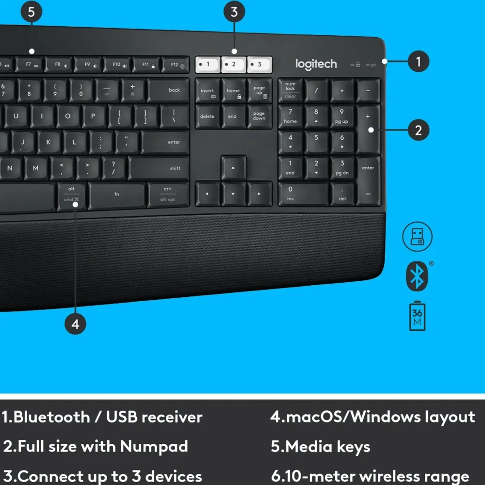 Logitech Datatilbehør|Tastatur|MK850 Trådløst tastatur og mus