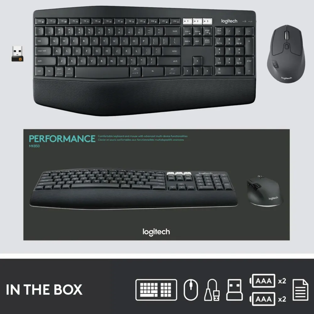Logitech Datatilbehør|Tastatur|MK850 Trådløst tastatur og mus