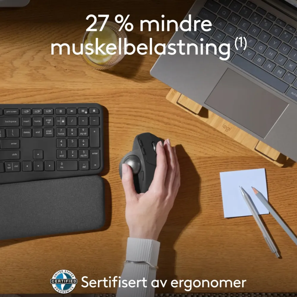 Logitech Datatilbehør|Ergonomi|MX Ergo S Ergonomisk mus med styrekule