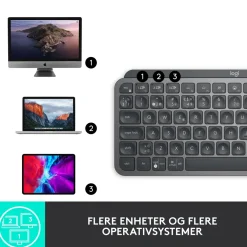 Logitech Tastatur|Gaming Tastatur|MX Keys Mini Trådløst tastatur Grå