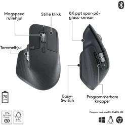 Logitech Datatilbehør|Ergonomi|Mx Master 3s Trådløs datamus