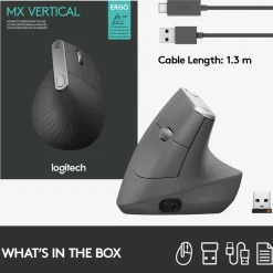 Logitech Datatilbehør|Ergonomi|MX Vertical Trådløs datamus