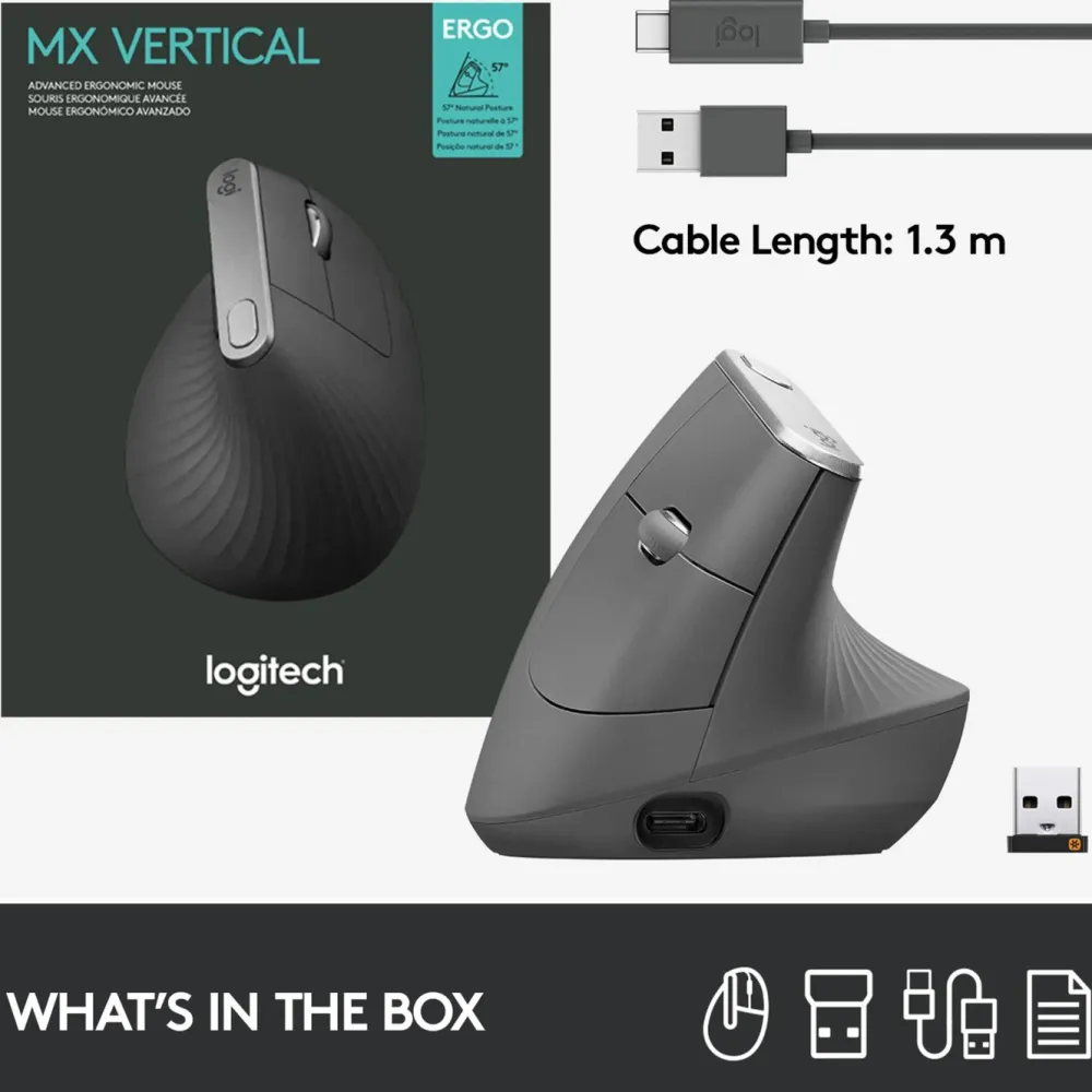 Logitech Datatilbehør|Ergonomi|MX Vertical Trådløs datamus