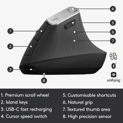 Logitech Datatilbehør|Ergonomi|MX Vertical Trådløs datamus
