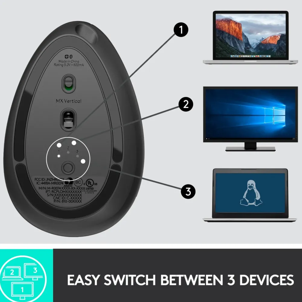 Logitech Datatilbehør|Ergonomi|MX Vertical Trådløs datamus